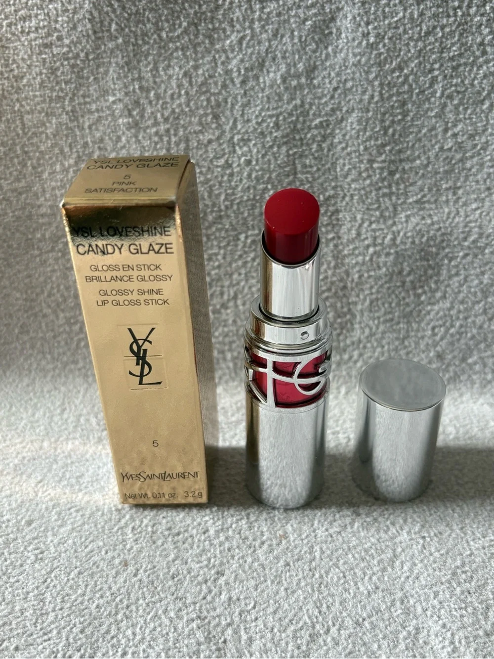 Yves Saint Laurent Candy Glaze Lipstick shade Pink Satisfaction Brand New in Box